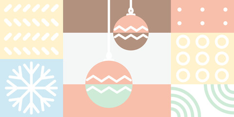 Festive Winter Wallpaper, Winter Holidays, Simple Christmas Background, Retro, Flat Illustration, New Year, Minimal, Concept, Geometrical Elements