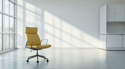Modern office chair in a bright, minimalistic workspace