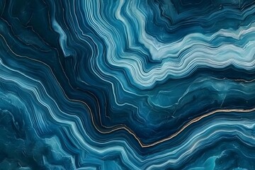 Obraz premium Abstract blue marble texture background. Wavy pattern with gold accents, creating a luxurious and elegant aesthetic.