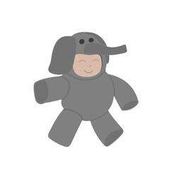 Cute cartoon character in elephant costume