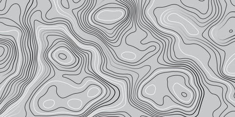 The black grey on white contours vector topography stylized height of the lines. The concept of a conditional geography scheme and the terrain path. Ultra wide. Map vector terrain Illustration.