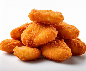 pile of chicken nuggets isolated on white background 