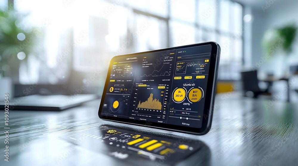 Poster Smartphone screen displaying a digital transaction dashboard featuring cryptocurrency exchange data interactive infographic elements and a clean