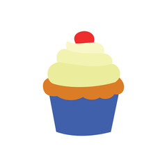Colorful Cupcake Illustration with Cherry on Top