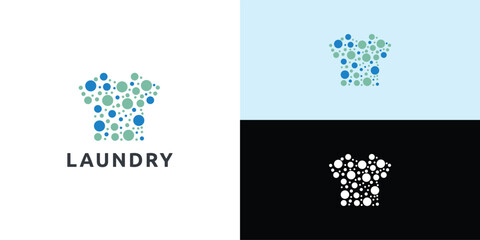 Laundry logo design. Simple laundry illustration logo with t-shirt and hanger symbol.