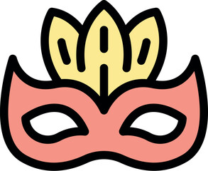 Carnival mask with yellow feathers representing celebration, mystery, and disguise, perfect for festive occasions