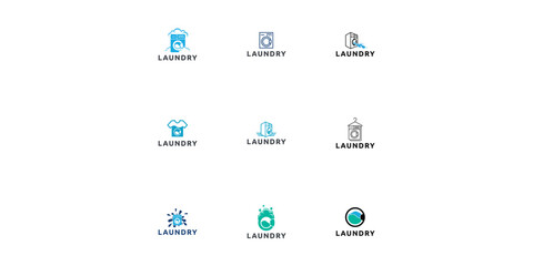 Set of Laundry logo design. Washing machine icon for laundry service business logo template.