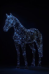 Contemporary glowing horse with digital mesh design