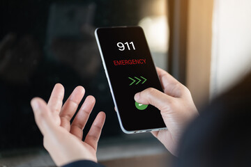 Emergency call 911.emergency concept on a smartphone.