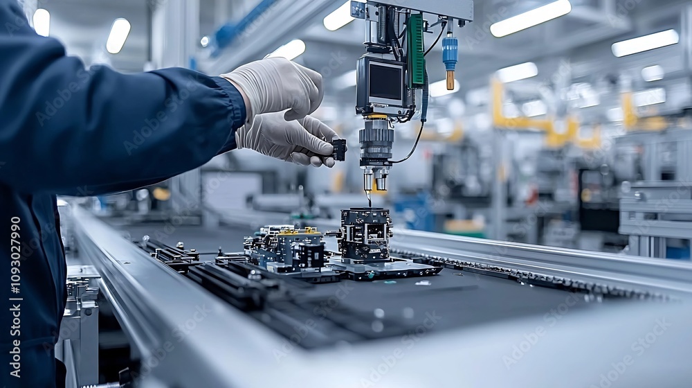 Poster close up of a skilled mechanical engineer s hands delicately troubleshooting and repairing the malfu