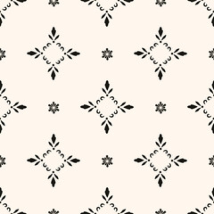 Vector ornamental seamless pattern, abstract monochrome linear texture, geometric figures, Elegant design for prints, decor, fabric, cloth.