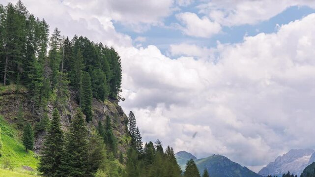 A view of Val Duron near Campitello di Fassa - Val di Fassa - Italy - Timelapse