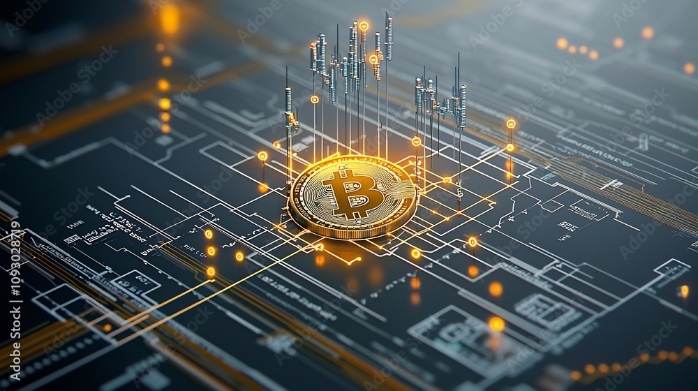 Leinwandbilder visually striking cryptocurrency graph illuminated by the soft ambient light of golden hour with del