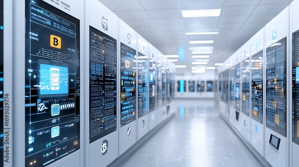 Aufkleber Blockchain infrastructure revolutionizing the future of finance with complex algorithmic codebase shimmering data matrices