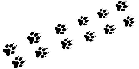 Paw print silhouette vector, Animal footprint.