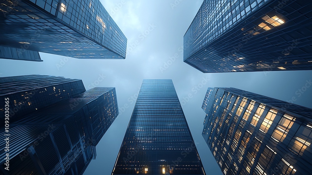 Poster Cutting Edge Blockchain Powered Digital Ecosystem with Futuristic Skyscrapers Illuminating the Night Sky  A of a Decentralized Secure and Innovative Fintech Technology