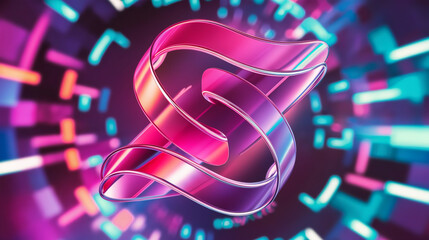 Holographic  Gradient. Trendy neon pink purple  blurred background