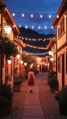 Anime quiet village warm lights peaceful atmosphere rural charm