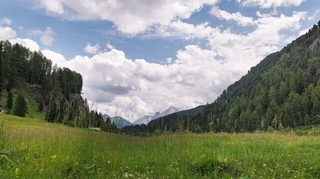 A view of Val Duron near Campitello di Fassa - Val di Fassa - Italy - Timelapse