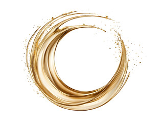 Liquid gold circular swirl splash isolated on white