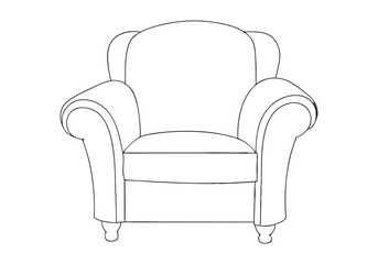 Continuous Line Art of Armchair – Minimalist Furniture and Interior Design Illustration