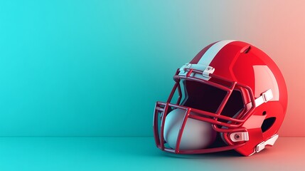 Fototapeta premium Vibrant 3D Rendering of American Football Equipment on Colorful Background with Copy Space