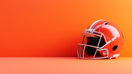 Fototapeta premium Dynamic 3D Rendering of American Football Equipment on Vibrant Background; Minimalist Design with Copy Space for Ads