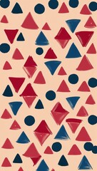 Brush stroke triangles and circles pattern hand drawing