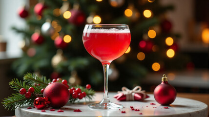 christmas still life with champagne