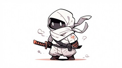 knight with sword, chibi character, doodle style
