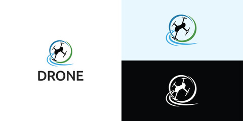 Fototapeta premium Flying drone logo design logo template illustration.