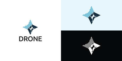 Flying drone logo design logo template illustration.