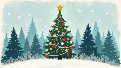 Fototapeta premium christmas tree in snow