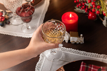 Elegant Christmas Dinner Table Setting With Candlelight