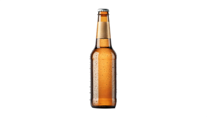 Isolated Brown Glass Beer Bottle on White Background