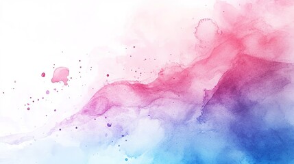 Colorful watercolor wash with pink and blue hues.