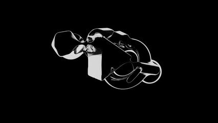 3D illustration abstract liquid smooth volume object with transparent material