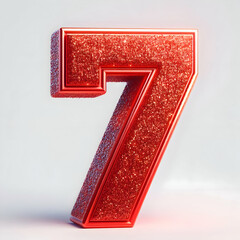  red 3d number 7 in glitter texture isolated on white background