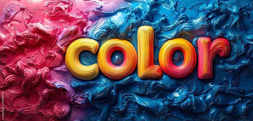Poster 3d color palette gradient with circular font text for commercial use