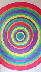 Naklejka premium Gradient concentric circles in vibrant colors hand drawing