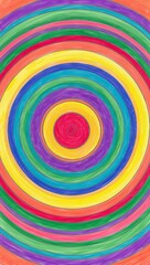 Gradient concentric circles in vibrant colors hand drawing