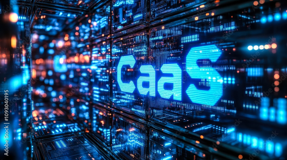 Poster digital matrix binary code visualizing containers as a service (caas) technology concept