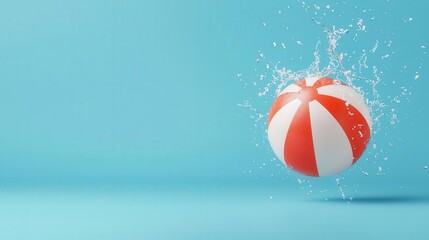 Water splashing off a beach ball in a perfectly clear pool, beach ball splash, summer pool clarity