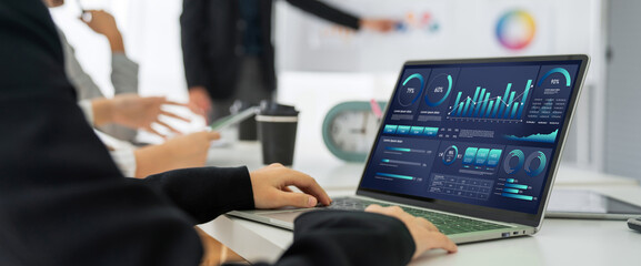 Business data dashboard provide business intelligence analytic for marketing strategy planning snugly with big data set to analyze customer demands and foreseeing business future