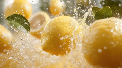Lemons evoke zestful energy in dynamic water motion.