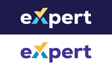 expert text logo design template vector