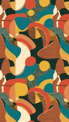 Obraz premium Retroinspired pattern with abstract shapes hand drawing