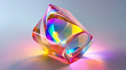 Abstract 3D rotating prism with glowing gradient textures, seamless and dynamic in a 4K render