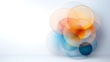 The elegant design features concentric circles overlapping with semi transparent layers, creating a modern and minimalist aesthetic that is both visually striking and sophisticated.