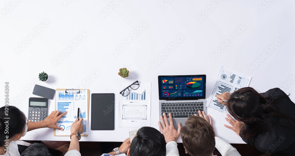 Leinwandbilder group of office worker and businesspeople working on business financial data analysis. empty space w